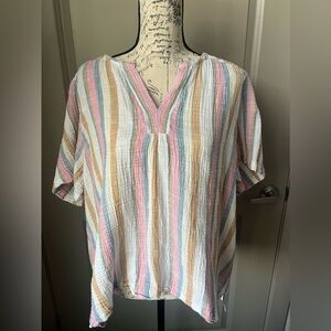 Caslon Linen Striped Top